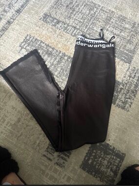 Alexander Wang Black Faux-Leather Logo Waist Jeggings